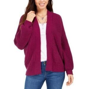 Style & Co Women S Chunky Cable-Knit Open-Front Cardigan (L  Orchid)